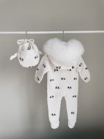 Merino Baby Romper with Fur Trim Hood & Bonnet - Image 3