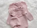 Merino Wool Baby Romper and Bonnet Set – Knitted Photo Prop - Image 5