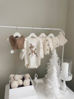 Merino Wool Deer Romper and Bonnet Set – Baby Outfit - Image 2