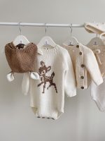 Merino Wool Deer Romper and Bonnet Set – Baby Outfit - Image 4