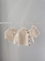 Set of 3 - Merino Wool Baby Outfit Set – Cream Knit Sweater, Bonnet, Panties - Image 9