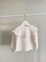 Merino Wool Baby Sweater and Bonnet Set - Cream Ruffle Neck - Image 8