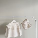 Merino Wool Baby Sweater and Bonnet Set - Cream Ruffle Neck