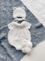 Baby unisex knitted bear bonnet polo romper and socks - Set of 3 - Photography props - Image 8