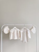Merino Knit Baby Romper and Bonnet Set - Newborn Photo Prop - Image 7