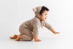 Alpaca Blend Baby Romper & Bonnet Set – Unisex Beige Outfit - Image 4