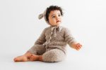 Alpaca Blend Baby Romper & Bonnet Set – Unisex Beige Outfit - Image 6