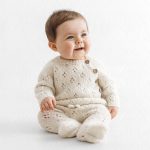 Alpaca Baby Sweater and Footed Pants Set – Cream Knit Outfit