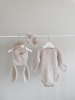 Alpaca Knit Bunny Outfit – Beige Romper, Bonnet & Booties - Image 5