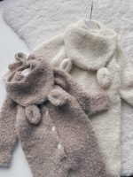 Alpaca Blend Baby Romper & Bonnet Set – Unisex Beige Outfit - Image 8