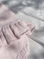 Cotton Baby Romper Set – Pale Pink Ruffle Outfit with Bonnet - Image 5