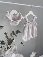 Oyster Baby Romper and Bonnet Set – Cotton Blend Summer Outfit - Image 5