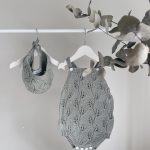 Cotton Knit Baby Romper and Bonnet Set – Eucalyptus Green, 12-18 Months