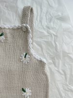 Baby Girl Cotton Romper and Bonnet Set – Beige Flower Embroidery (0-3 Months) - Image 6