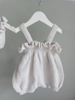 Oyster Baby Romper and Bonnet Set – Cotton Blend Summer Outfit - Image 3