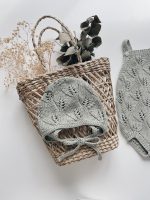 Cotton Knit Baby Romper and Bonnet Set – Sleeveless Summer Outfit - Image 4