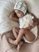 Baby Girl Cream Romper and Bonnet Set – Cotton Blend - Image 7