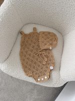 Cotton Knit Baby Romper & Bonnet Set – Sleeveless Summer Outfit