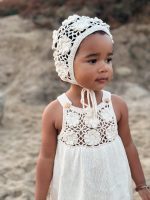Baby Girl Cream Romper and Bonnet Set – Cotton Blend - Image 9
