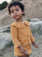 Cotton Baby Cardigan and Panties Set – Collared Knit Outfit - Image 3
