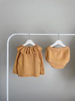 Cotton Baby Cardigan and Panties Set – Collared Knit Outfit - Image 9