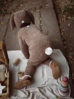 Baby Alpaca Knit Bunny Set – Romper & Bonnet, Genuine Fur Pom - Image 4