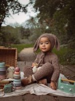 Baby Alpaca Knit Bunny Set – Romper & Bonnet, Genuine Fur Pom - Image 5