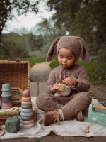 Baby Alpaca Knit Bunny Set – Romper & Bonnet, Genuine Fur Pom - Image 6