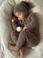 Alpaca Knit Baby Romper and Bunny Bonnet Set - Image 6