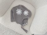 Merino Baby Romper and Bonnet Set - Grey Snowflake Knit, 6-9 Months