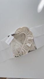 Merino Baby Romper and Bonnet Set - Cream Ruffle Outfit - Image 6