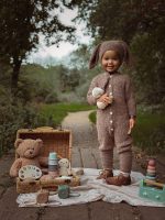 Baby Alpaca Knit Bunny Set – Romper & Bonnet, Genuine Fur Pom - Image 3