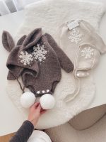 Alpaca Blend Bunny Romper Set – Genuine Rabbit Fur Bonnet - Image 4