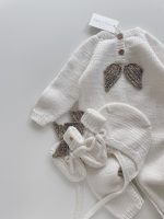Merino Wool Baby Angel Outfit – Romper, Bonnet & Booties - Image 5