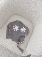 Merino Baby Romper and Bonnet Set - Grey Snowflake Knit, 6-9 Months - Image 3