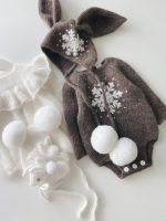 Alpaca Blend Bunny Romper Set – Genuine Rabbit Fur Bonnet - Image 3