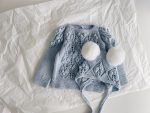 Pale Blue Merino Baby Sweater and Bonnet Set – Fur Pom Poms