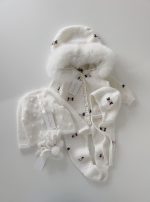 Merino Baby Romper with Fur Trim Hood & Bonnet - Image 6