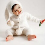 Alpaca Knit Baby Bunny Outfit – Romper and Bonnet Set