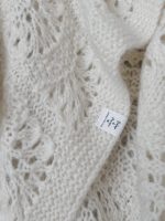 Hand Knitted Cream Alpaca Baby Blanket – Fur Pom Poms - Image 5