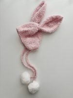 Alpaca Baby Bunny Bonnet – Pink Knit Hat with Fur Pompoms, 6-9 Months - Image 5