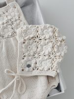 Baby Girl Cream Romper and Bonnet Set – Cotton Blend - Image 5