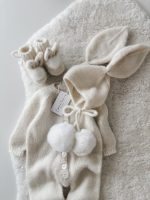 Knit Alpaca Baby Bunny Outfit – Bonnet & Booties Set - Image 6
