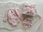 Angora Baby Girl Outfit – Embroidered Romper, Bonnet & Booties Set - Image 4