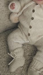 Alpaca Bunny Baby Outfit – Knit Romper & Bonnet Set - Image 2