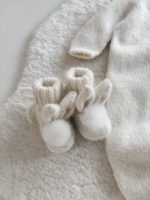 Knit Alpaca Baby Bunny Outfit – Bonnet & Booties Set - Image 4