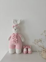 Crochet Bunny Toy – 100% Merino Wool, Pink Outfit - Image 5
