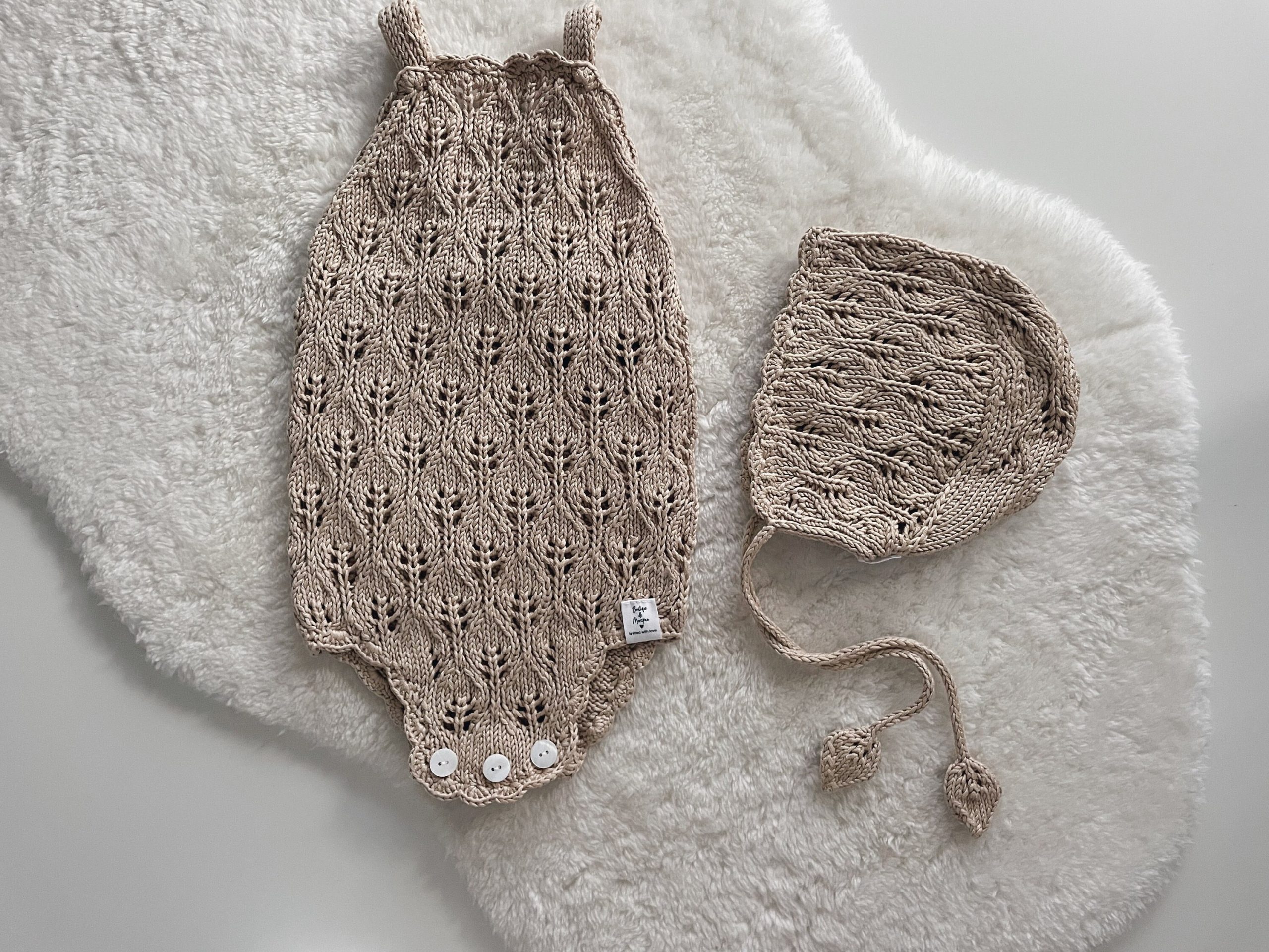 il_fullxfull.5843059755_f9p4 Knitted Baby Romper and Bonnet Set - 100% Cotton - Image 1