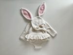 Angora Baby Romper and Bunny Bonnet Set – Ruffle Photo Props - Image 4