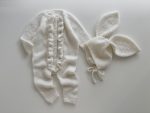 Baby Romper and Bunny Bonnet Set – Merino Mohair Knit Outfit - Image 5